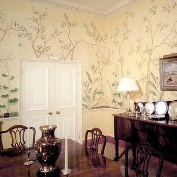 hand painted wallpaper Birds and flower panoramic design