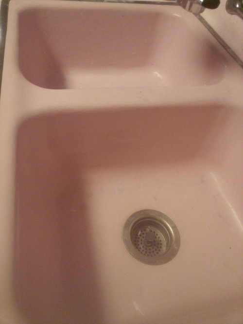 pink kitchen sink