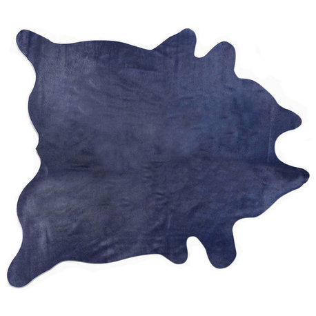 Natural Geneva Cowhide Rug, 6'x7', Navy