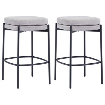 Backless Double-Layered Counter Stools Set of 2, Grey