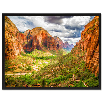 Zion National Park Landscape Photo Print on Canvas with Picture Frame, 13"x17"