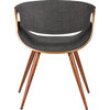 Butterfly Mid-Century Dining Chair, Walnut Finish and Charcoal Fabric