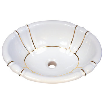 Gold Bands Scalloped Edge Drop-in Sink