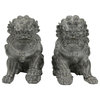 9" Sitting Foo Dog Statues, Set of Two