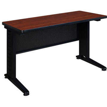 Transitional Desk, Metal Frame & Legs With Removable Cover for Wires, Cherry