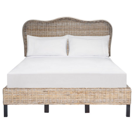 Safavieh Daejon Rattan Bed Grey/Espresso Full