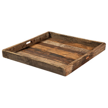 Carson Brown Reclaimed Wood Tray, Large