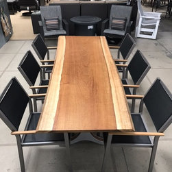 Live Edge African Teak Dining Table - Outdoor Dining Tables