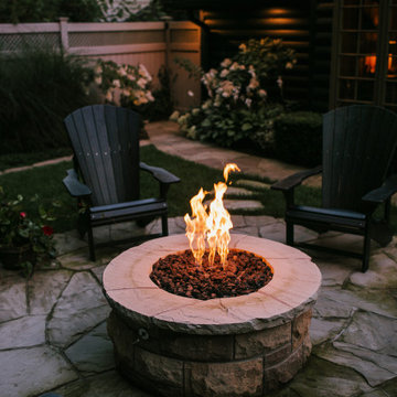 Natural Stone Patio with Fireplace