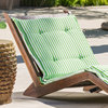GDF Studio Midori Wood Folding Chaise Lounger Chair With Green Striped Cushion