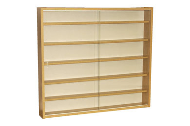 Reveal 6-Shelf Glass Wall Collectors Display Cabinet, Oak