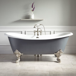 72" LENA CAST IRON TUB - CHROME MONARCH FEET - DARK GRAY - Bathtubs