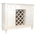 Wayborn - Wine Rack Sideboard, Aged White - The Wine Rack Sideboard will provide both function and a stylish new decorative piece to your formal dining room. This expertly crafted 3-drawer, 2-door piece of furniture comes with plenty of storage space to keep your dining area clean and organized and ready for your next soiree. Featured on this sideboard is an exposed 12-bottle crossed wine holder that will keep your favorite bottled beverages within arms reach as well as a large top surface on which you can host a mix of elegant home decor items.