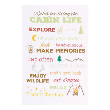 "Rules For Living The Cabin Life" Kitchen Towel, Set of 2