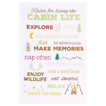 Rules For Living The Cabin Life Kitchen Towel
