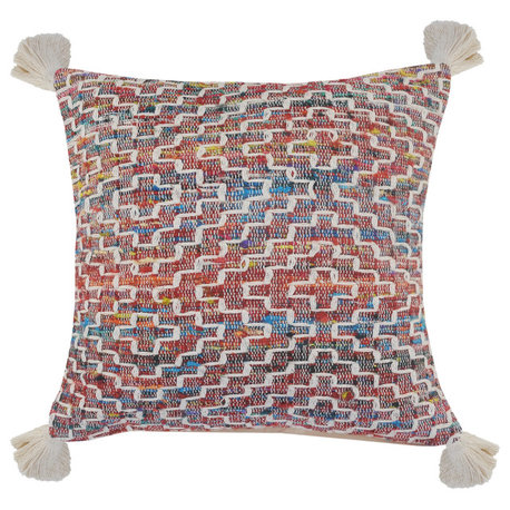 Dazzling Diamonds Chindi Throw Pillow with Tassels