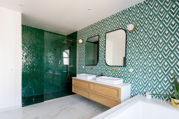 Transitional Bathroom by Charlotte Fequet