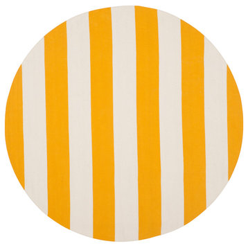 Safavieh Montauk Collection MTK712A Rug, Yellow/Ivory, 5' x 5' Round