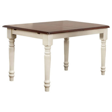 Bowery Hill 60" Extendable Leaf Wood Dining Table in White/Brown