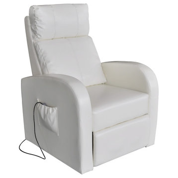vidaXL Armchair Electric Massage Chair for Living Room White Faux Leather