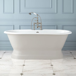 66" HENLEY CAST IRON DOUBLE-ENDED PEDESTAL TUB - 7" RIM HOLES- LIGHT GRAY - Bathtubs