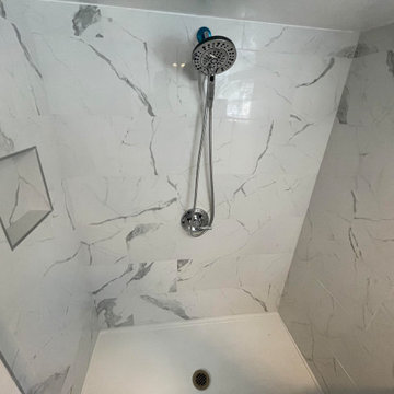 Basement Renovation (Custom Shelving, Flooring, and Bathroom)
