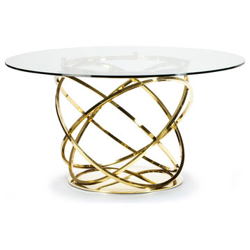 Orbit Dining Table, Gold Polished Stainless Steel