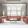 Cambridge Contemporary Sofa, Brushed Stainless Steel and Blush Velvet