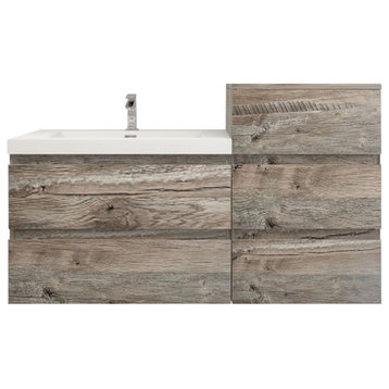 BTO 50" Wall Mounted Bath Vanity With Reinforced Acrylic Sink, Natural Wood