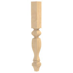 Designs of Distinction - 35-1/4" Country French Square Kitchen Island Leg, Alder - The Country French kitchen exudes warmth and hospitality. Comfort, ease and graciousness best define this style. Measuring 3-1/2" square x 35-1/4" tall, available in alder, this kitchen island leg is part of the Brown Wood Country French collection. Already sanded and ready to finish or paint. Our Country French wood legs are available in various heights and diameters to support a table, countertop, bar, or kitchen island leg, so you can keep the same look throughout your home.