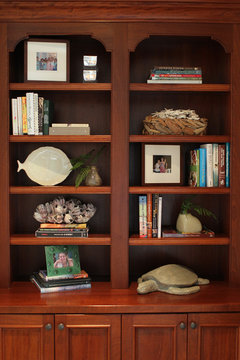 Painting paneling behind bookshelves