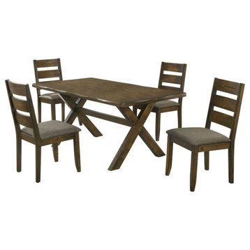 Jodhi Dining Room Set Knotty Nutmeg and Grey Dining Table Brown