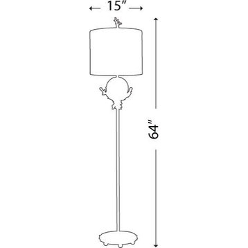Trellis Floor Lamp - Putty Base, Stem with Silver Leaf Orb Element