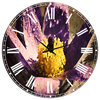 Purple Flower With Yellow Stigma Floral Large Metal Wall Clock, 36x36