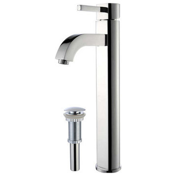 Kraus FVS-1007-PU-10 Ramus 1 Hole Vessel Bathroom Faucet - Metal - Chrome