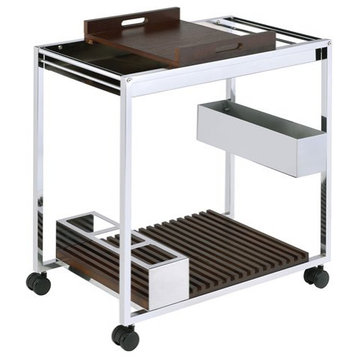 ACME Lisses Metal Serving Cart with 2 Compartments in Chrome