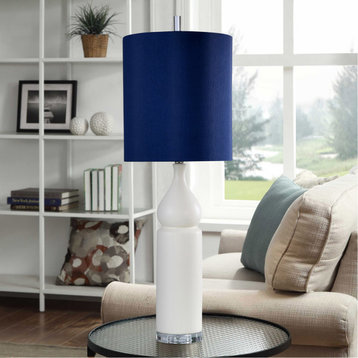 Dann Foley Table Lamp, White and Clear