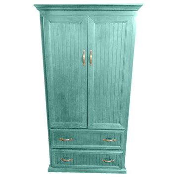 Extra Wide Coastal Pantry With lower drawers, Aqua Fiestacc