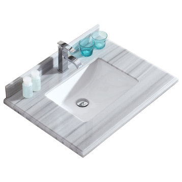 White Stripes Countertop - 30" - Single Hole with Rectangle Sink