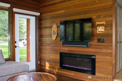 Inspiration for a transitional family room remodel in Vancouver
