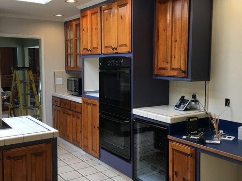 Before And After Kitchen Cabinet Paint, Painted Cabinets With Wood Stained Doors