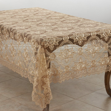 Quatrefoil Vintage Lace Tablecloth, 67"x102"