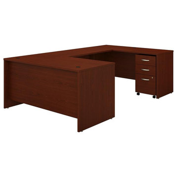 Series C 60W U Shaped Desk with Drawers in Mahogany - Engineered Wood