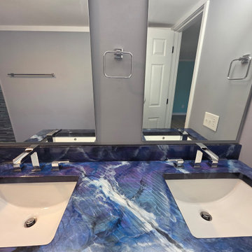 Detail of the Blue Marble Epoxy Countertop