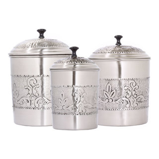 Farmhouse Embossed Kitchen Canisters, Set of 3