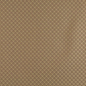 Brown And Beige Small Scale Shell Jacquard Woven Upholstery Fabric By The Yard