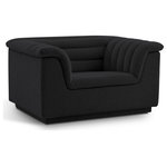Meridian Furniture - Cascade Upholstered Set, Black, Boucle Fabric, Chair - Give your room a much-needed rehab when you bring home this Cascade boucle fabric chair. The elegantly attention-grabbing design features a modern profile with curved arms deep horizontal channel tufting, so it wows from all angles. Upholstered in rich black boucle fabric, this seat quickly becomes everyone's favorite spot for curling up with a good book or smart device. Thick foam padding ensures a cozy, body-hugging experience. while you watch TV or just relax.