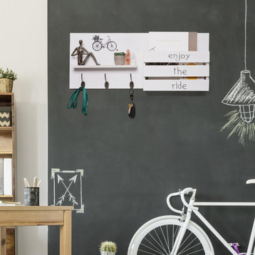 Addie Joy Wood Bike Decorative Mail Organizer and Storage Shelf - White