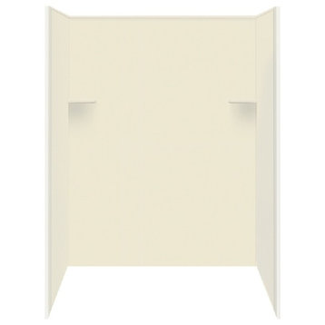 48"x36"x72" Solid Surface Shower Wall Surround, Biscuit