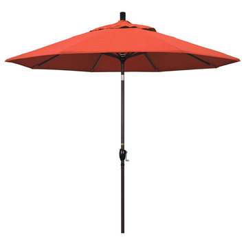 9' Bronze Push-Button Tilt Crank Aluminum Umbrella, Sunset Olefin